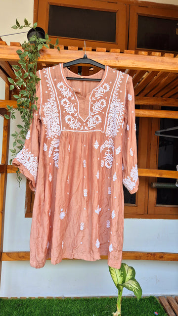 Arzoo Premium Silk beautiful Chikankari Tunic Dress