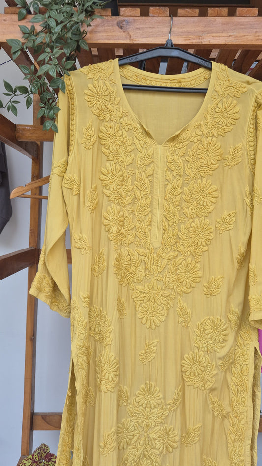 Premium Non Transparent Modal Chikankari Long Kurta