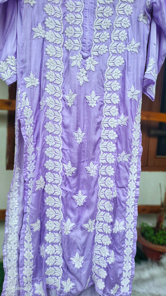 Plum Purple Premium Silk Luxurious Look Chikankari Kurta