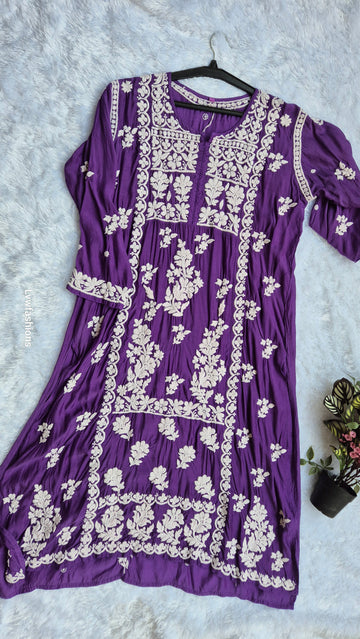 Beautiful Premium Silk Chikankari Midi Tunic