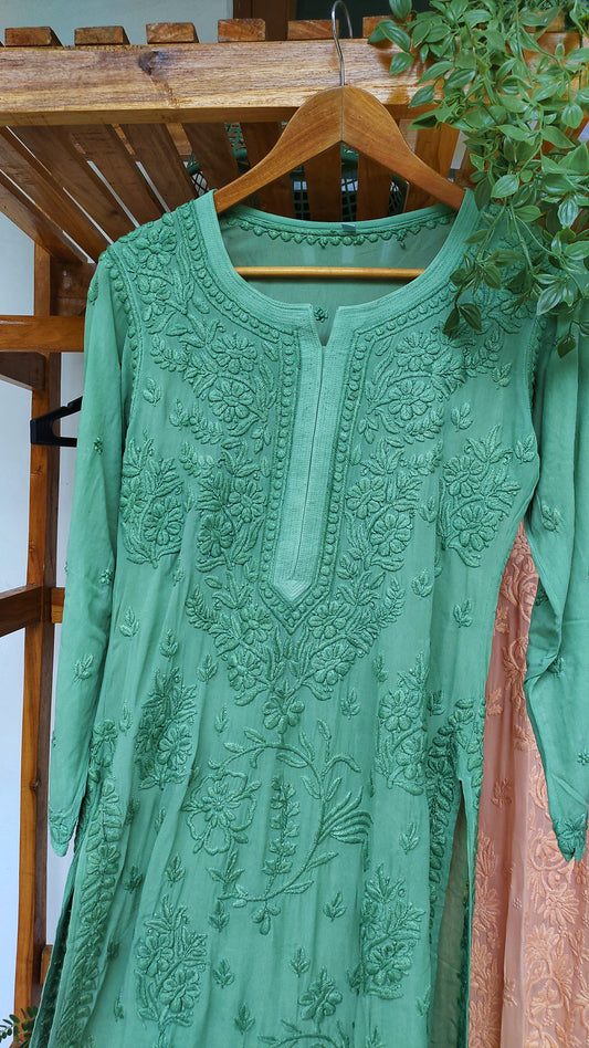 Adaya Floral Chikankari Long Kurti