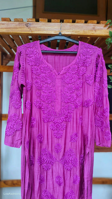 Hania Cerise Premium Silk Chikankari Luxurious Kurta (Hand Specially)