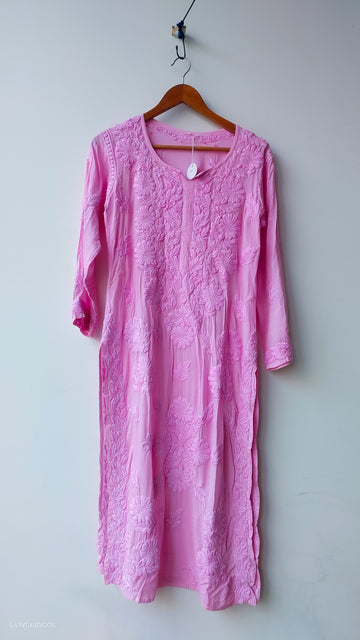 Pink Premium Modal Soft Cotton Chikankari Kurta