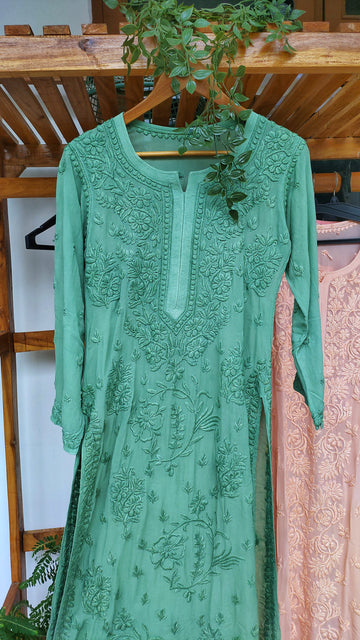 Adaya Floral Chikankari Long Kurti