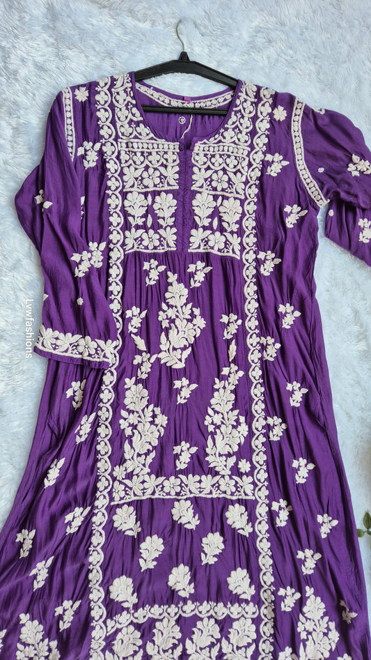 Beautiful Premium Silk Chikankari Midi Tunic