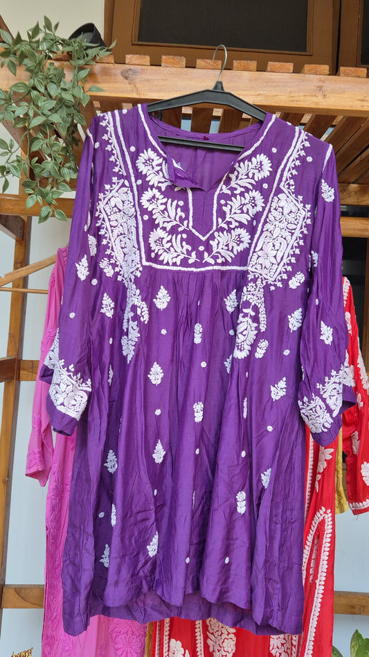 Eminence Broad Sleevs Premium Silk Chikankari Tunic