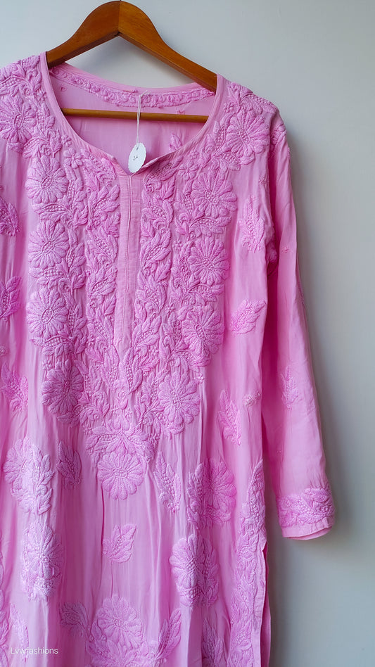 Pink Premium Modal Soft Cotton Chikankari Kurta