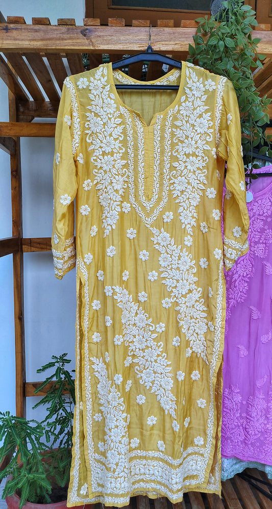 Luxor Gold Feriha Premium Silk Chikankari Luxurious Look Kurta