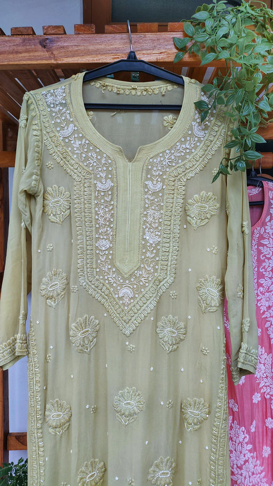 Noori Luxurious Look Chikankari Kurta Pearls Cutdana Embroidery