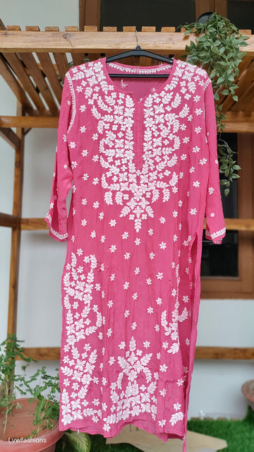 Zeba Premium Silk Chikankari Long Kurta