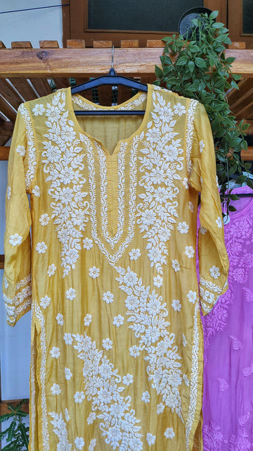 Luxor Gold Feriha Premium Silk Chikankari Luxurious Look Kurta