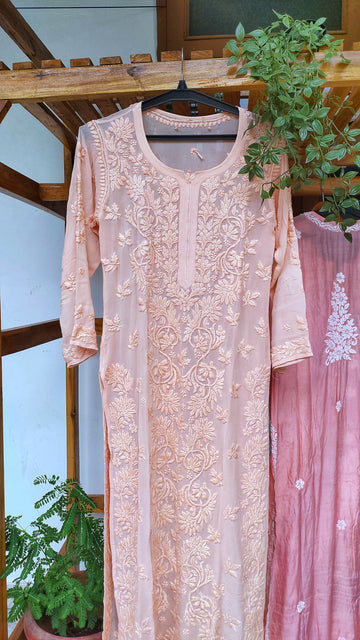 Adaya Pannel Premium Georgette Chikankari Long Kurti