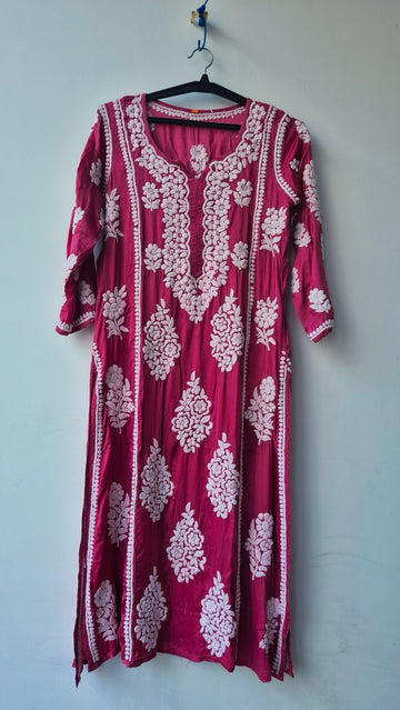 Isabelline Premium Silk Pure Handmade Chikankari Aline Dress