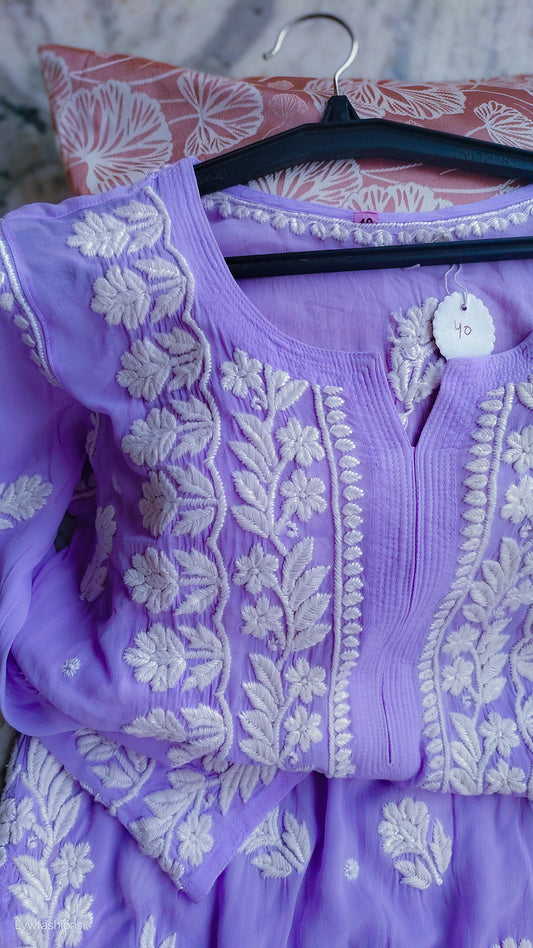 Medium purple Premium Georgette Chikankari Kurti