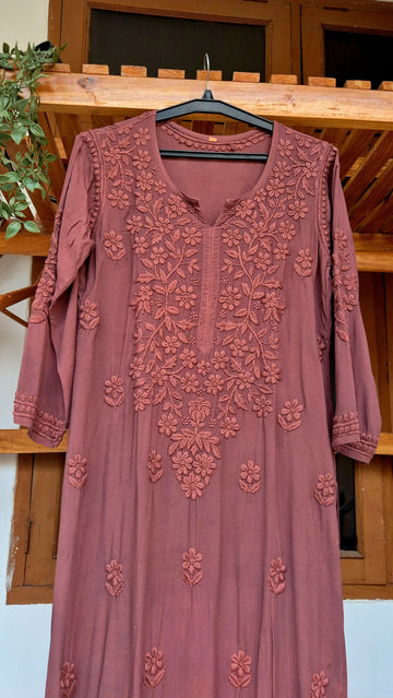 Deep ruby Premium Soft modal Cotton Chikankari kurti