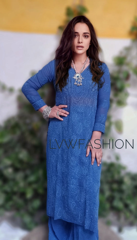 Premium  Georgette Midnight Blue 3 Piece Set