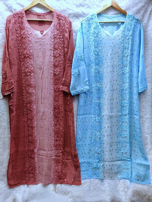 "Farhat' Beautiful Looks Chikankari Kurtas With Slip