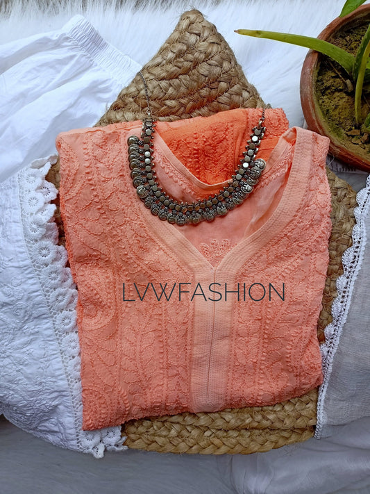 Peach Ombre Love Premium Georgette 3 piece set