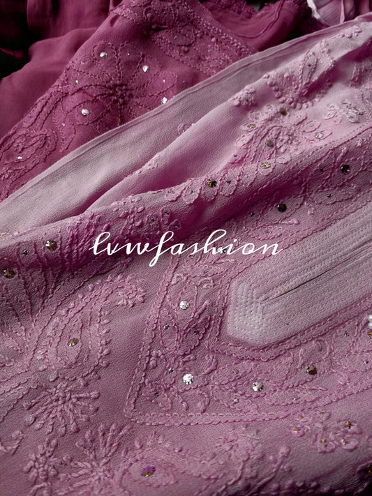 "AFSANA" French Pink Premium Georgette 3 piece set