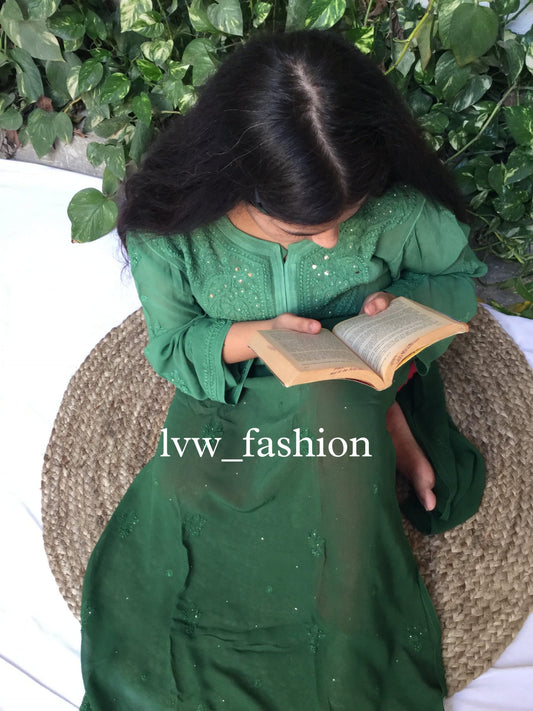 Beautiful Premium Georgette Green Ombre Dyed Kurta