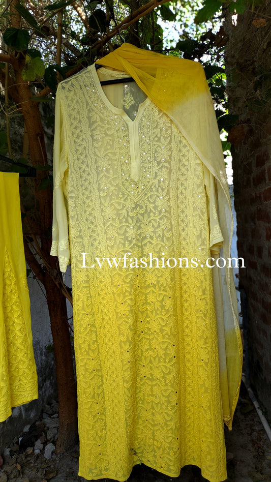 Beautiful Yellowish Premium Georgette 3 Piece Set